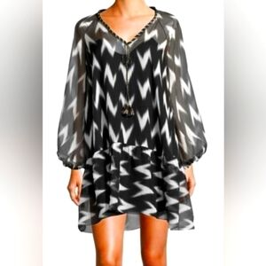 Rachel Zoe Carolina Sheer Dress with Spaghetti Strap Black Satin Slip Small NWT